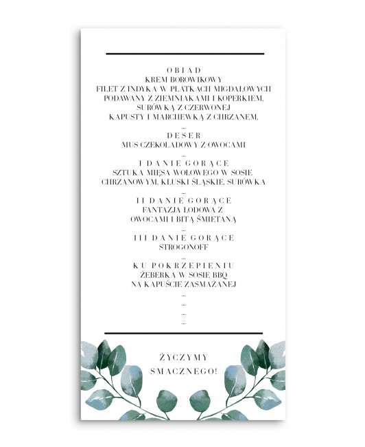 Karta dań weselnych -...