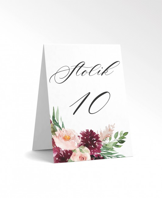 Numer stolika z malowanymi...