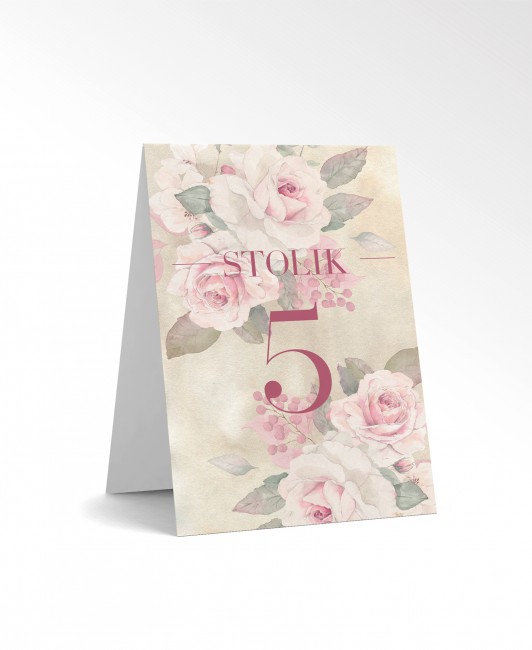 Numer stołu klasyczny z różami