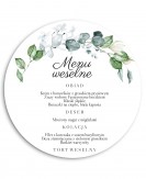 Menu weselne okrągłe - biel...