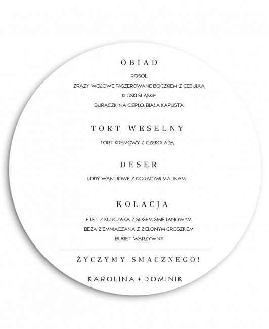 Menu weselne okrągłe w...