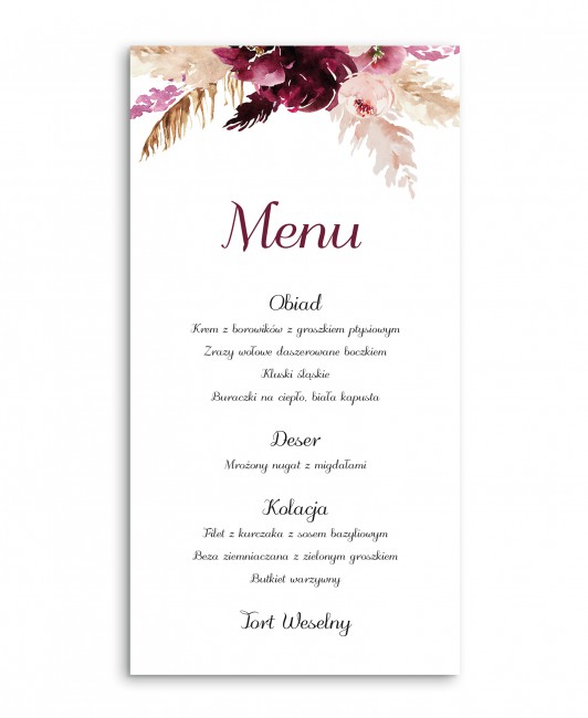 Menu weselne prostokątne w...