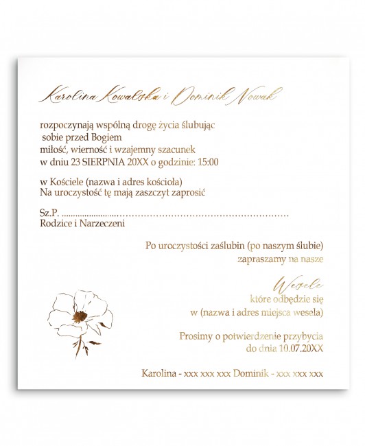 Złocone zaproszenie ślubne...