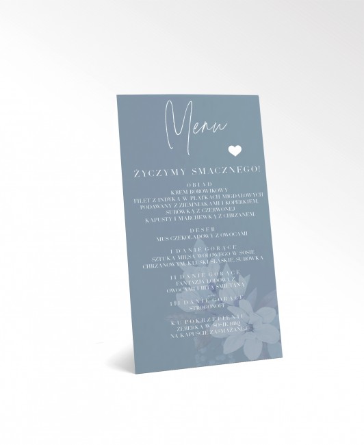 Menu weselne z błękitną...
