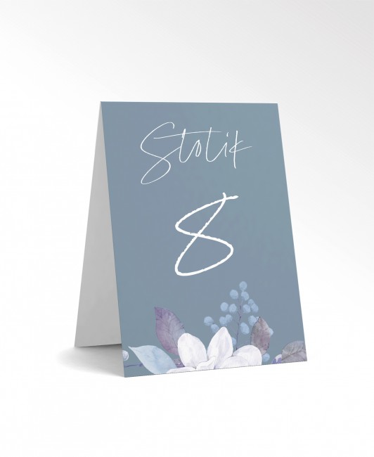 Numer stolika z błękitną...