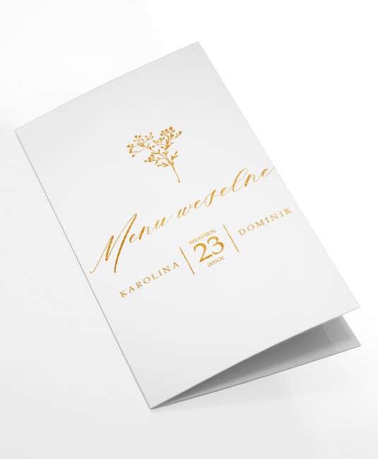 Złocone menu weselne...