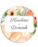 Naklejka ślubna okrągła z...