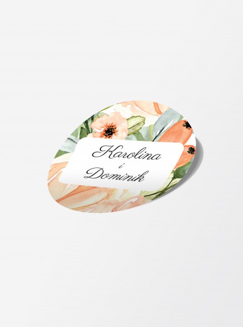 Naklejka ślubna okrągła z...