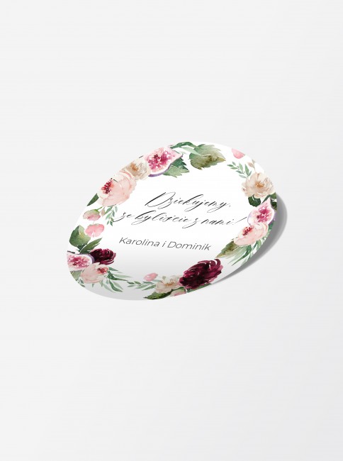 Okrągła naklejka ślubna...