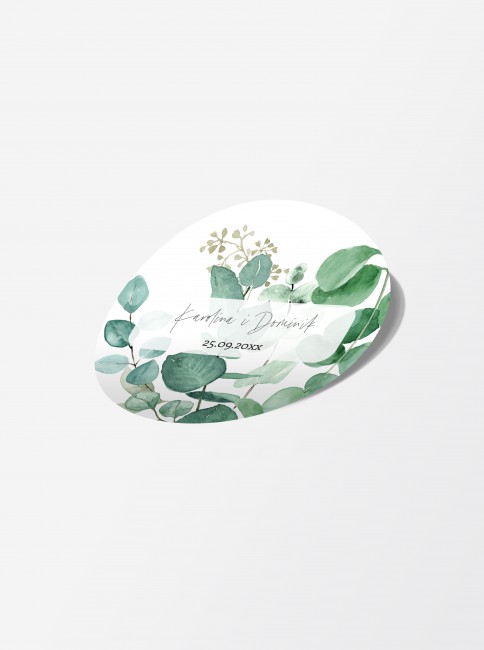 Naklejka ślubna okrągła z...