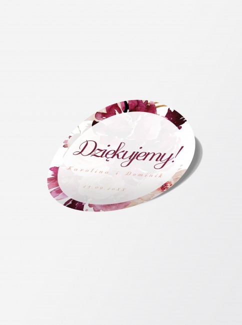 Naklejka ślubna okrągła w...