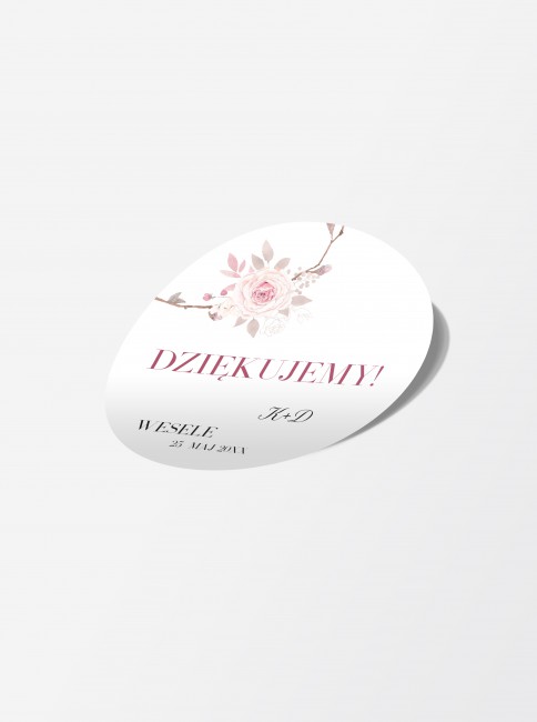 Naklejka ślubna okrągła z...