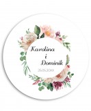 Naklejka ślubna okrągła z...
