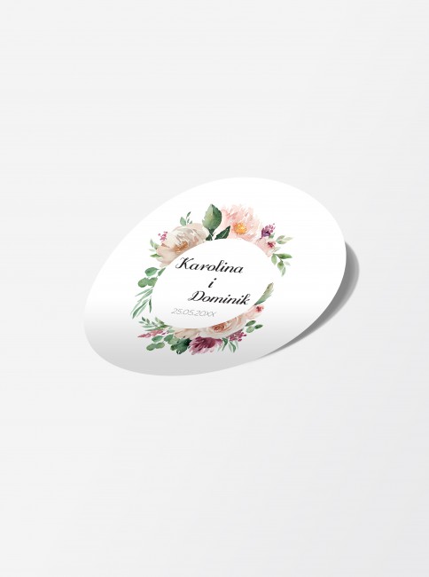 Naklejka ślubna okrągła z...