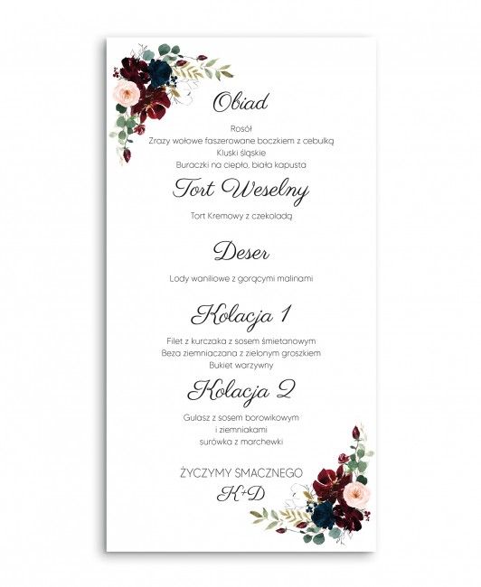 Menu weselne prostokątne w...