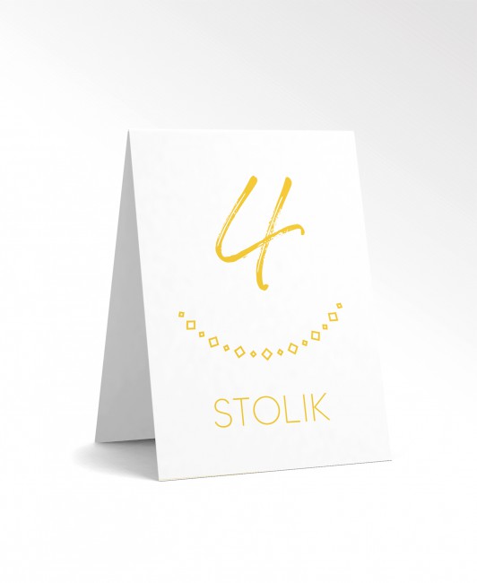 Numer stolika żółty z bielą...