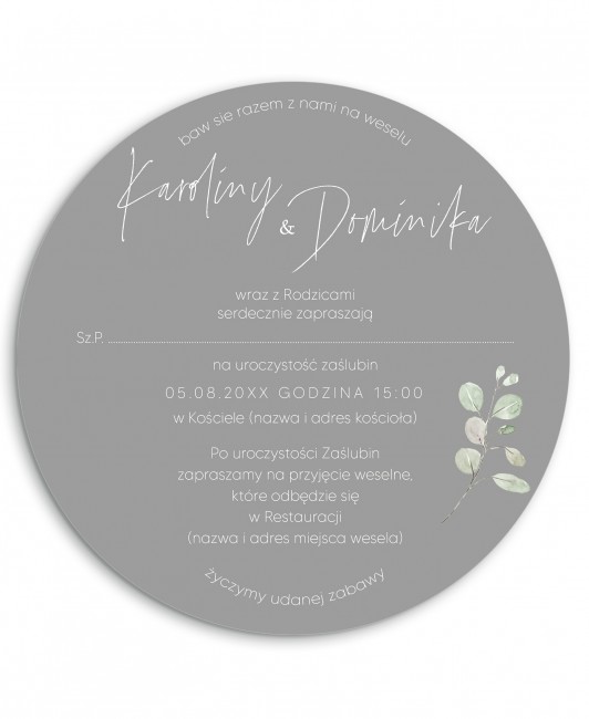 Zaproszenie ślubne okrągłe...