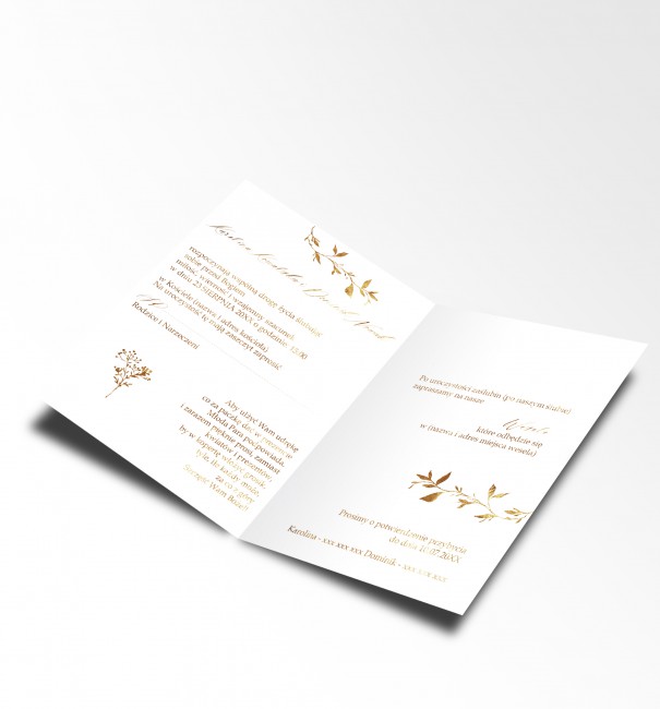 Złocone zaproszenie ślubne...