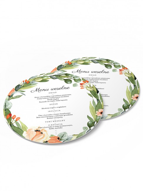 Menu weselne okrągłe z...