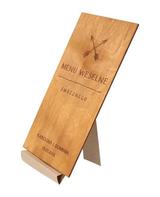 Drewniane menu weselne z...