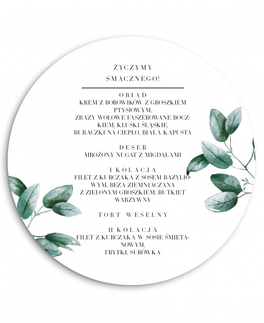 Menu weselne z zielonymi...