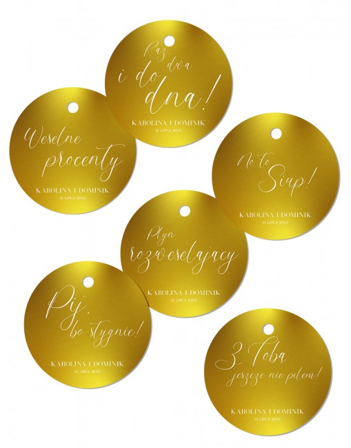 Złote zawieszki z hasłami...