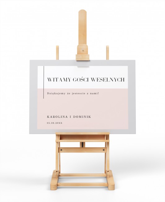 Tablica z powitaniem gości...