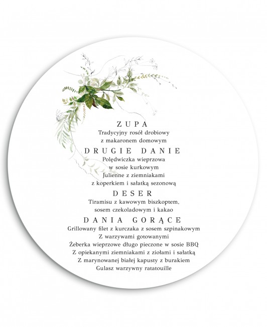 Okrągłe menu weselne w...