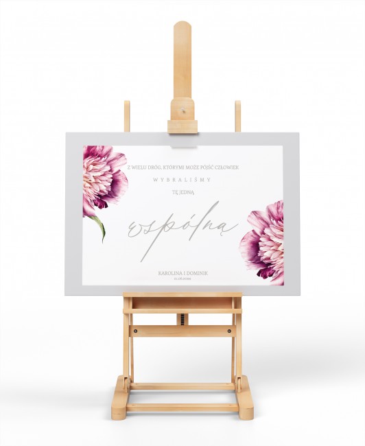 Tablica powitalna z różową...