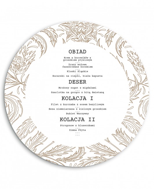 Menu z daniami weselnymi z...