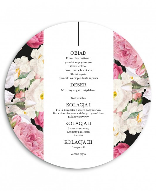 Okrągłe menu weselne z...