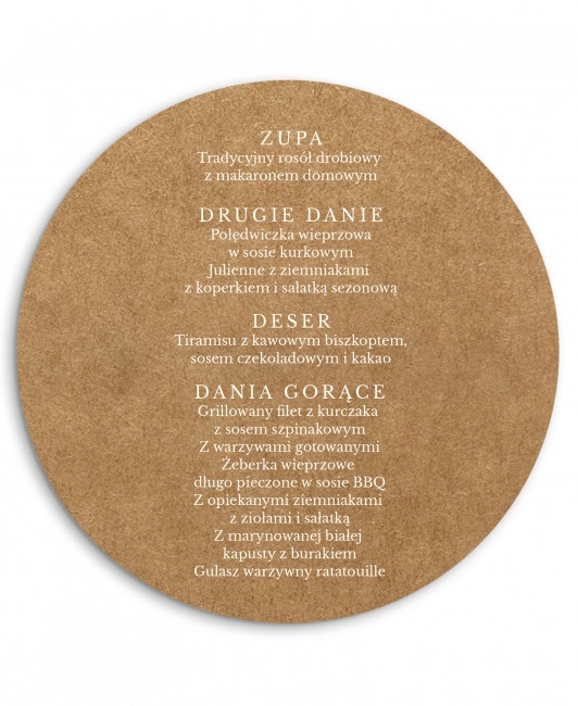 Okrągłe menu weselne na...