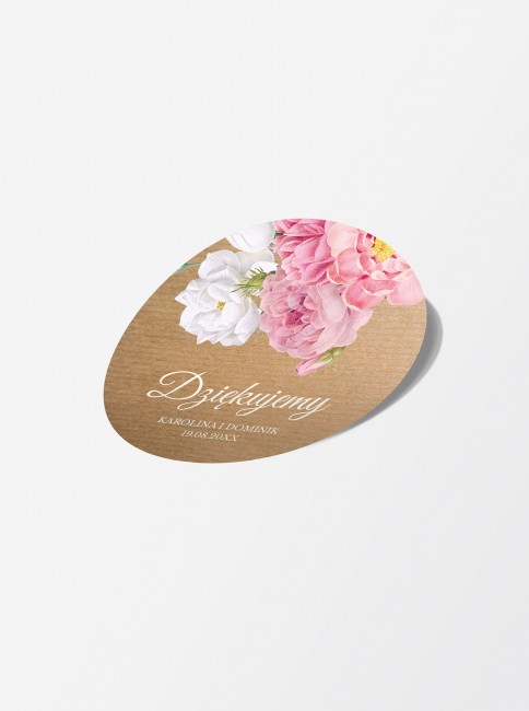 Ślubna naklejka z białymi i...