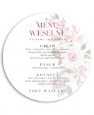 Menu weselne okrągłe z różami