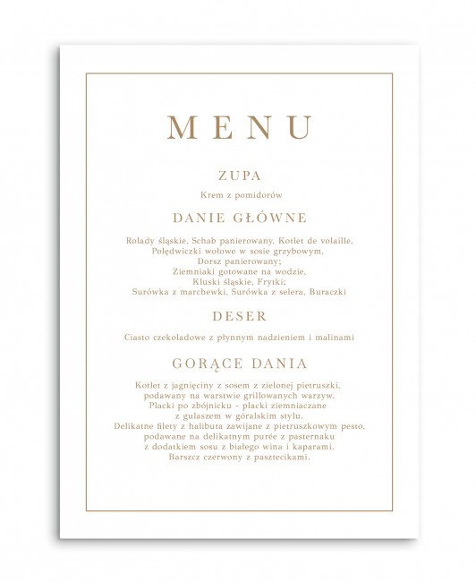 Menu z kolekcji KLASYCZNE...