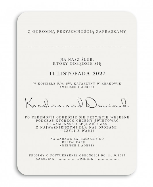 Zaproszenie ślubne ze...