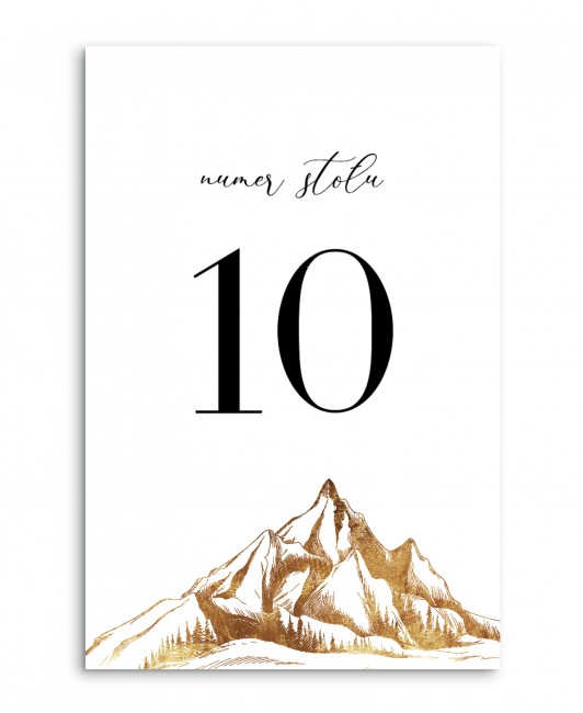 Numer stolika z motywem gór...