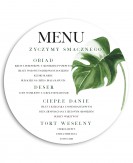 Menu weselne białe z liśćmi...