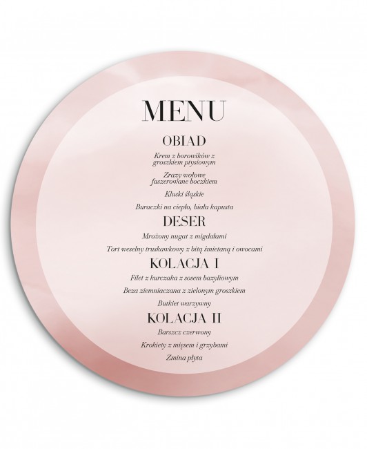 Menu weselne okrągłe z...