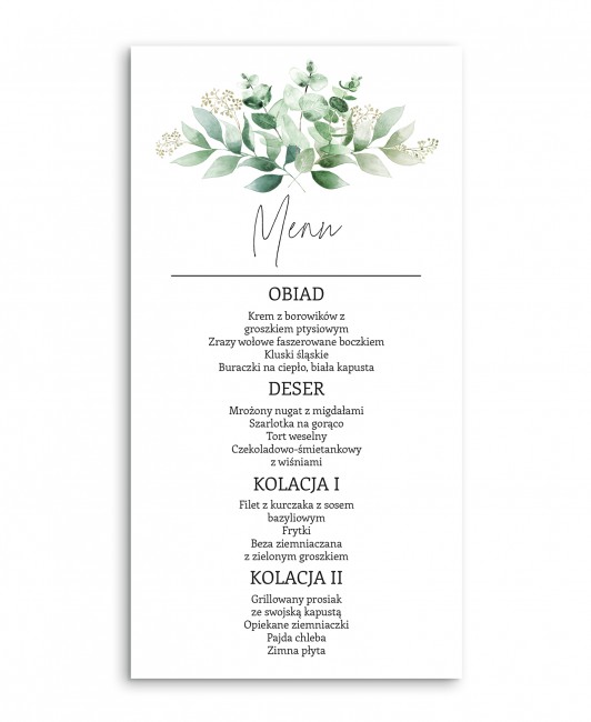Menu weselne z zielonymi...