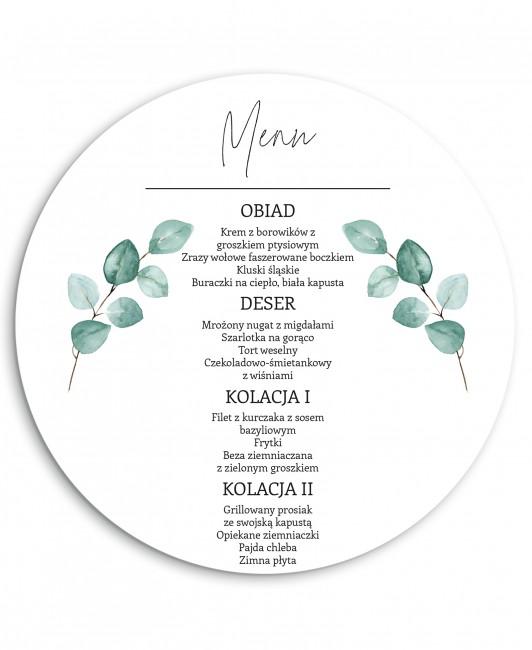 Menu weselne okrągłe z...