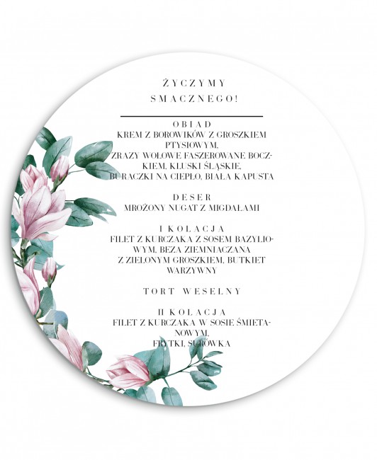 Menu weselne okrągłe z...