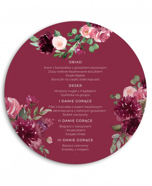 Menu weselne okrągłe...